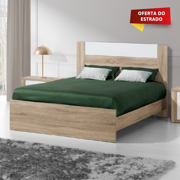 Cama de Casal Paris - Natura/Branco 195x140