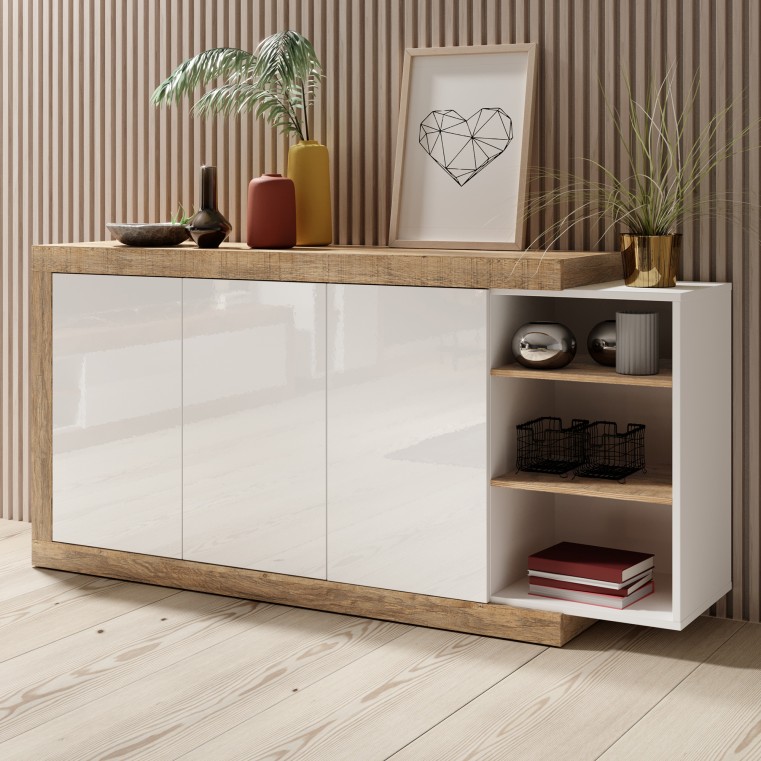 Aparador Sin - Sandal Oak/Branco