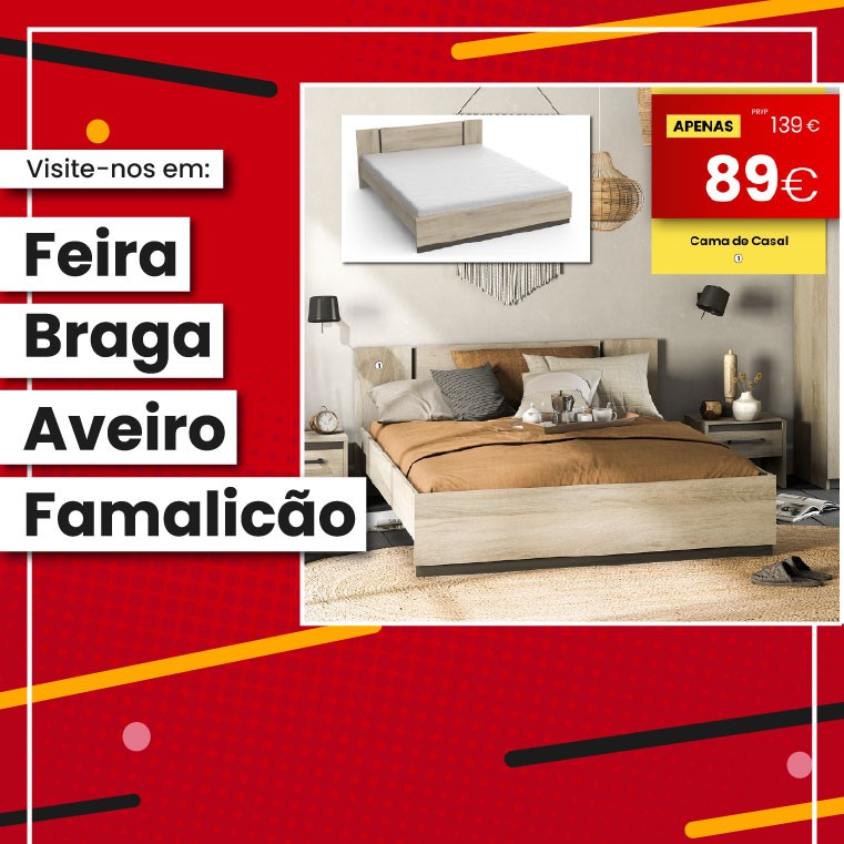 Cama de Casal Watson - Carvalho/Wenguê 190x140