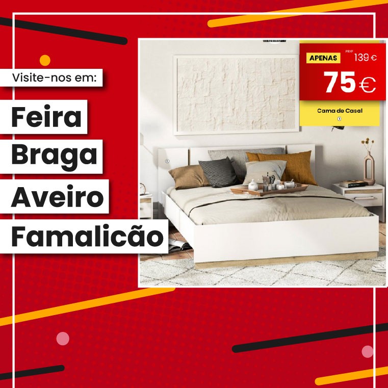 Cama de Casal Watson - Branco/Carvalho 190x140