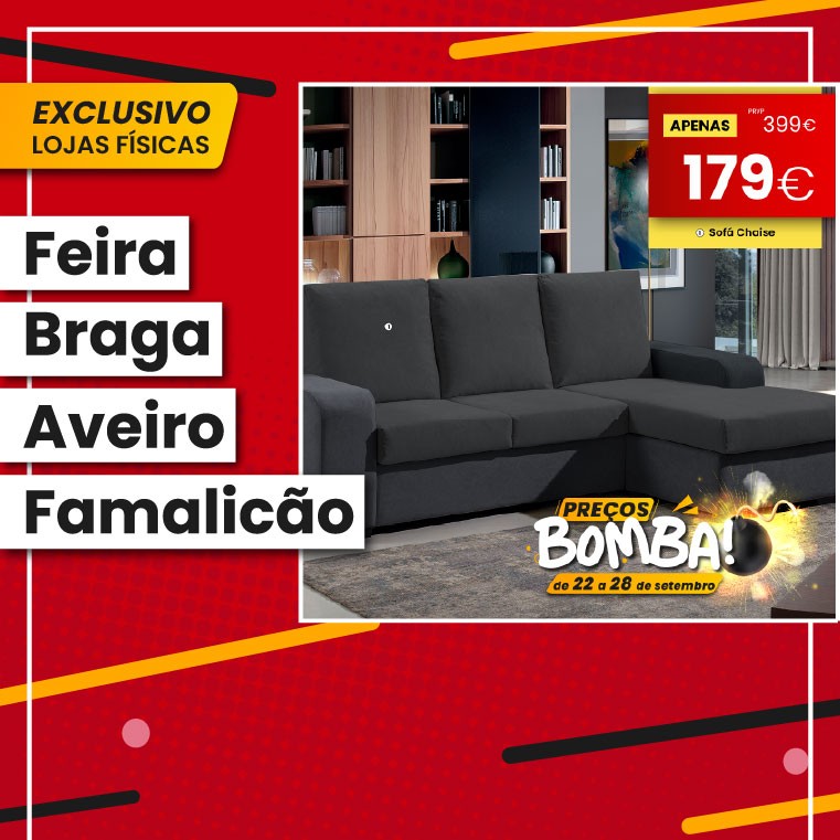 Sofa Chaise Redondela II Estrutura e Almofadas  Celia 20 Preto F105 V2