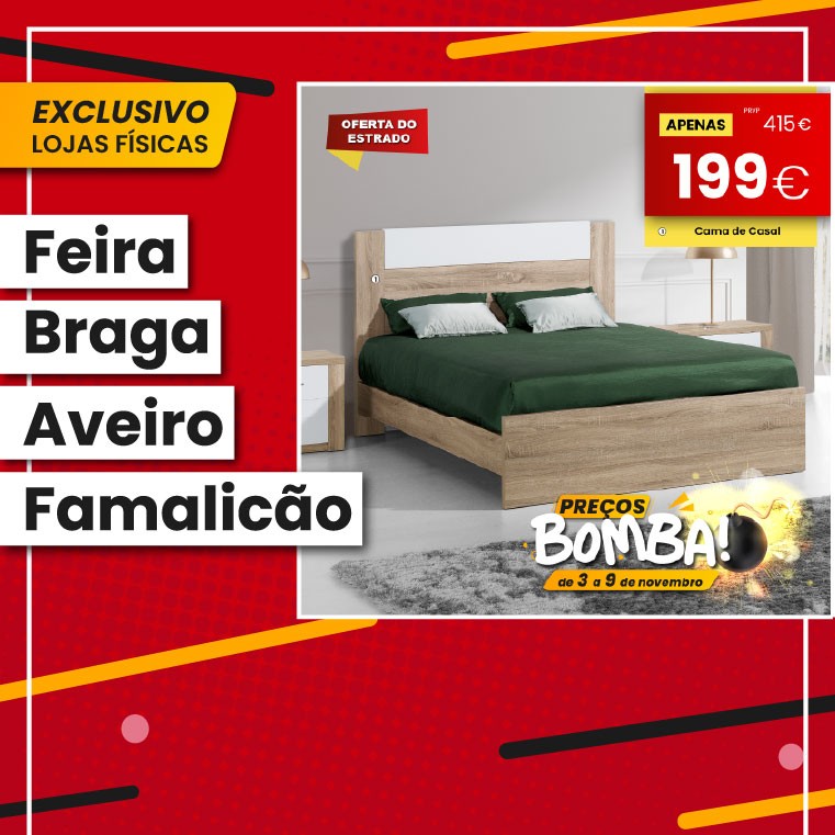 Cama de Casal Paris - Natura/Branco 195x140