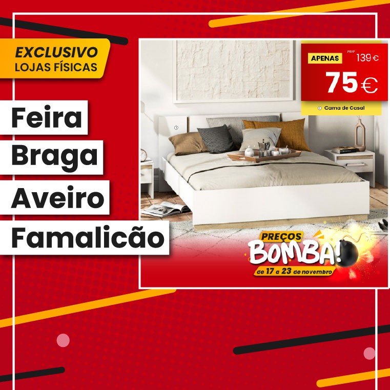Cama de Casal Watson - Branco/Carvalho 190x140