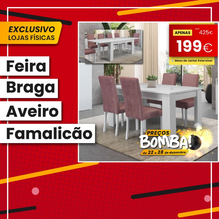 Mesa Jantar Bali Estrutura Branca Abas Carvalho Natura F100 V2
