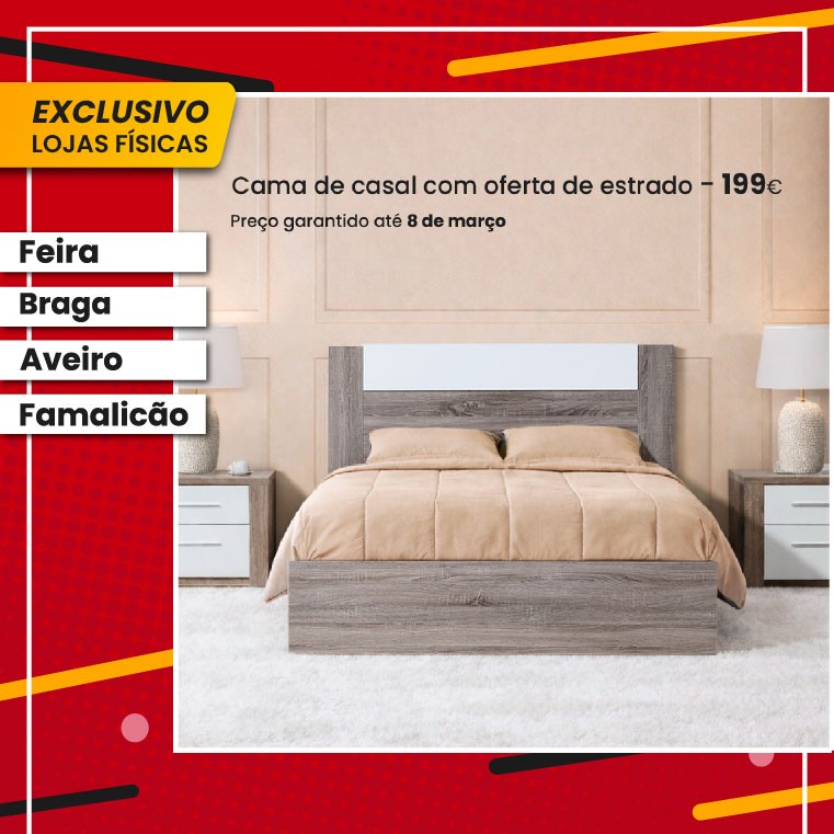 Cama de Casal Paris - Carvalho Cinza/Branco 195x140 
