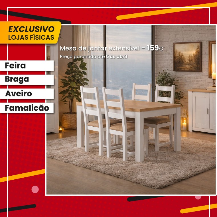 Mesa de Jantar Florença - Branco/Carvalho