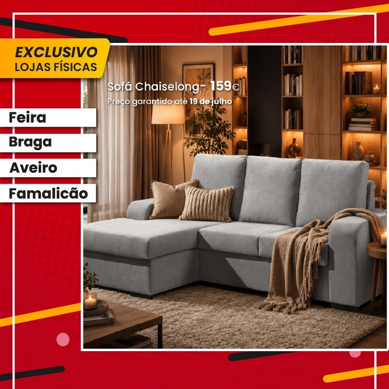 Sofá Chaise Redondela II - Cinza