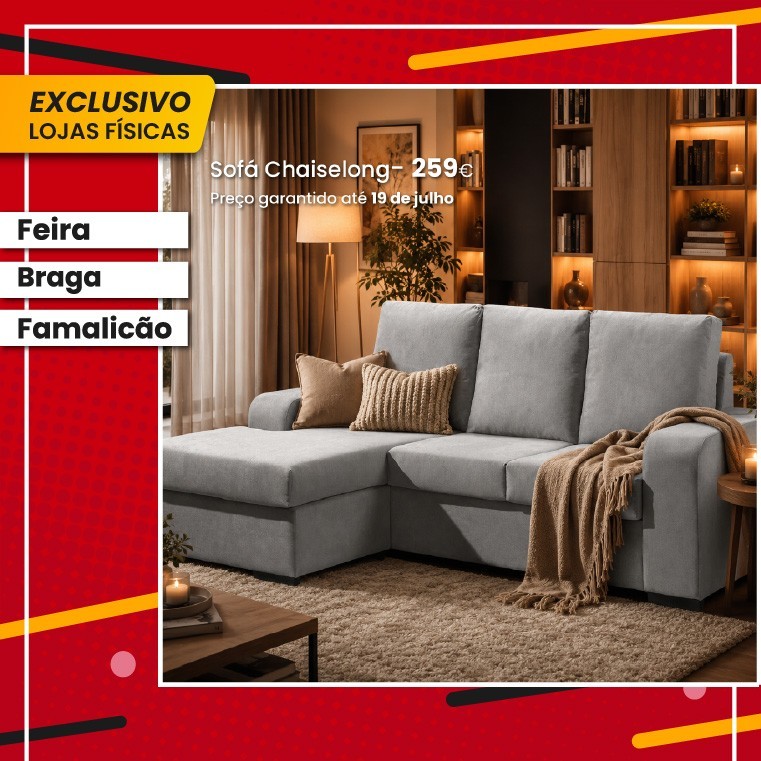 Sofá Chaise Redondela II - Cinza
