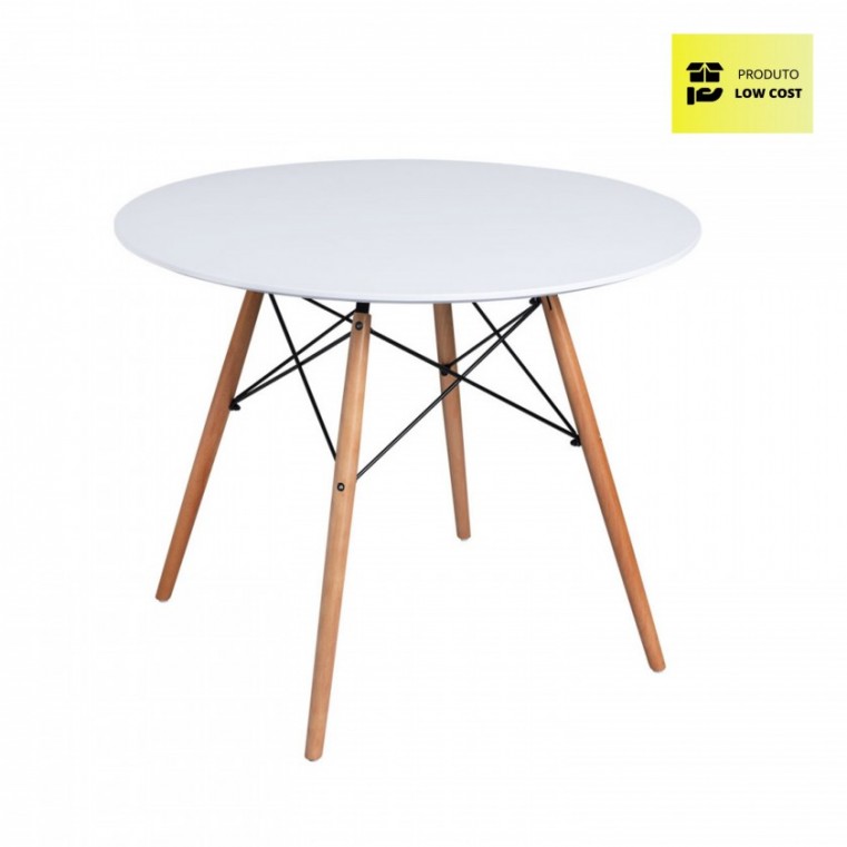Mesa Jantar Redonda Tower  80 CM Branco Faia F130 V1