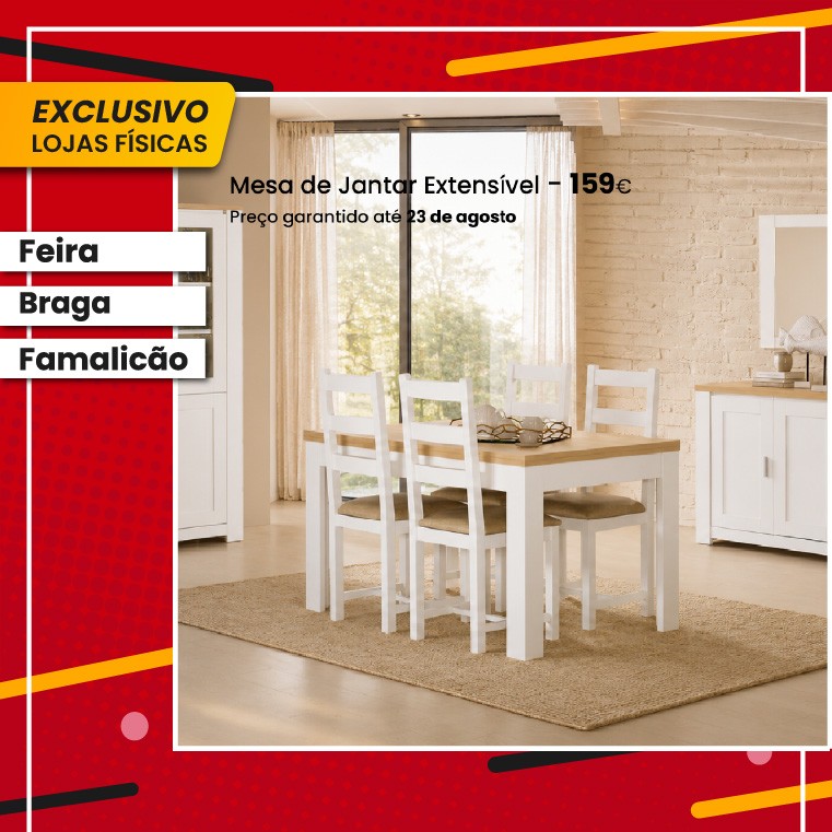 Mesa de Jantar Florença - Branco/Carvalho