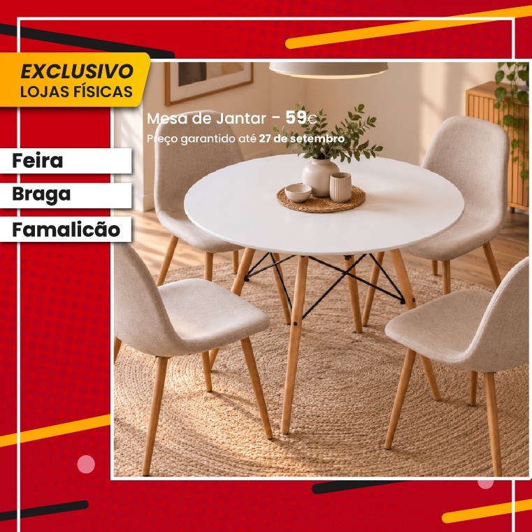 Mesa Jantar Redonda Tower  80 CM Branco Faia F130 V1