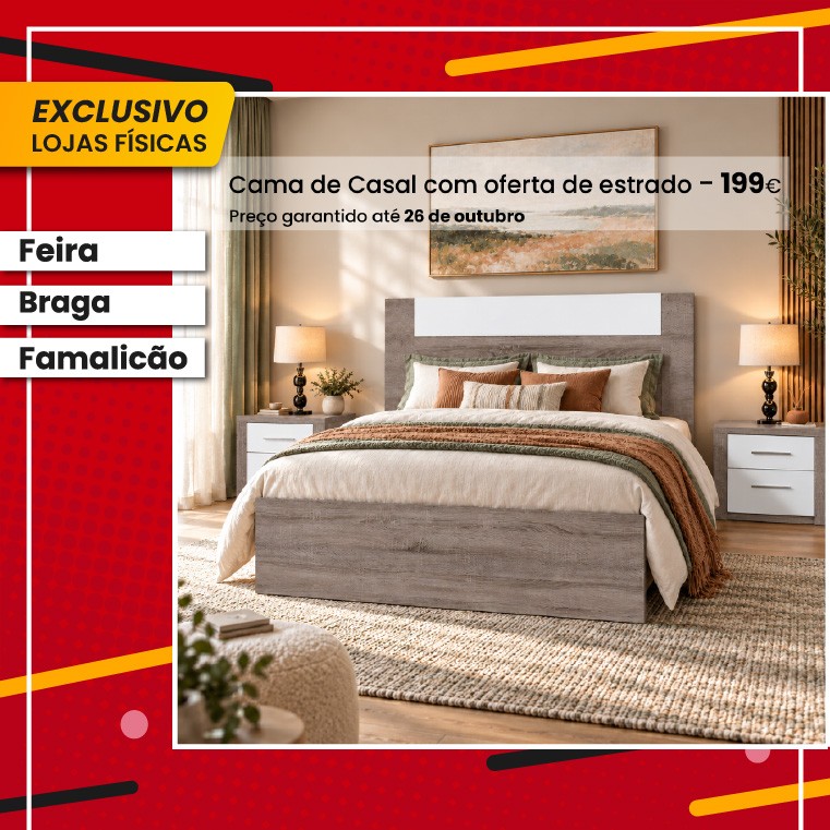 Cama de Casal Paris - Carvalho Cinza/Branco 195x140